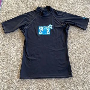 UNUSED Kids Large Unisex Waterproof UV-Protection Short Sleeve Black Swim Top